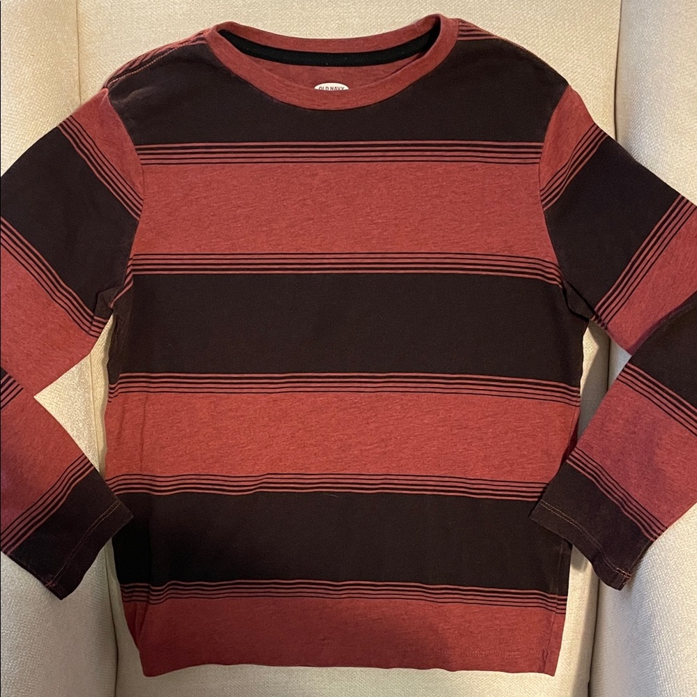 Old Navy Men's Crewneck Sweater - Red and Black Stripes